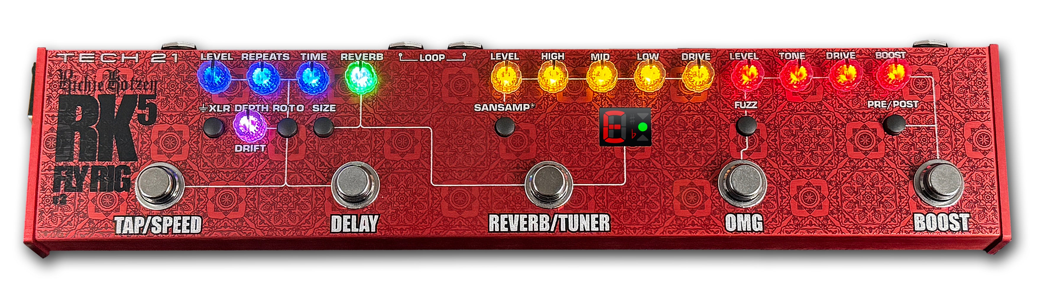 fly rig pedal Tech 21 Sansamp Richie Kotzen RK5 Signature (v3) Size:4-OB-B DS-1 Distortion guitar effects p_onsale Sized at less than