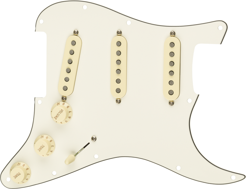 Fender Pre-Wired Strat Pickguard, Tex-Mex SSS, Parchment 11 Hole PG WBW