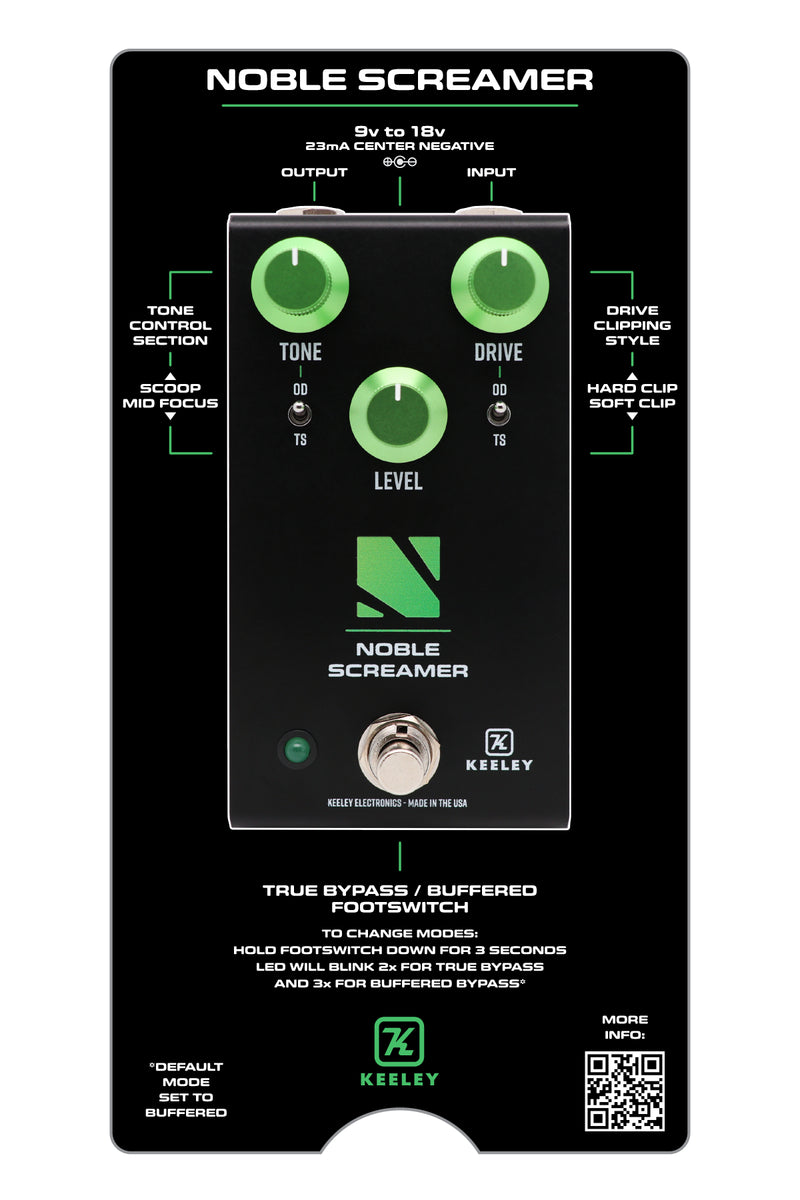 Keeley Noble Screamer Overdrive Distortion Guitar Pedal (Open Box)