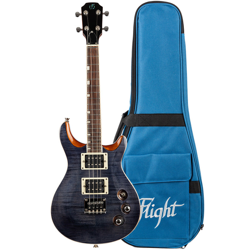 Flight Vanguard Electric Tenor Ukulele w/ Bag - Transparent Black (Open Box)