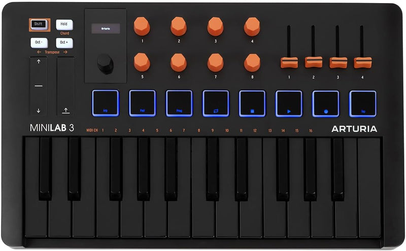 Arturia MiniLab 3 25 Slim-key Controller - Black/Orange