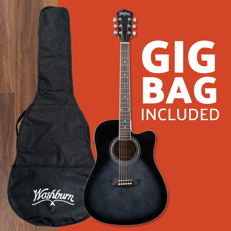 Washburn WA90CE Black Acoustic-Electric Guitar Kit