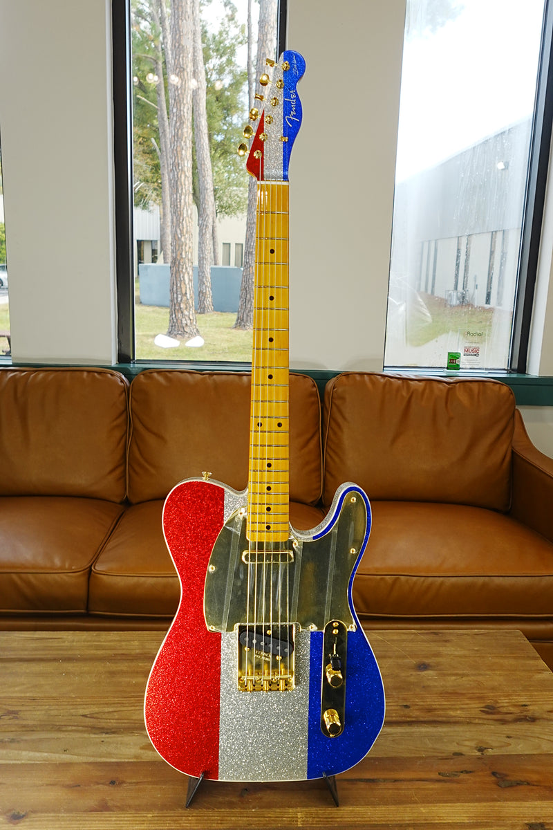 Fender Limited Edition Buck Owens Telecaster, Maple Fingerboard, Red, Silver and Blue Sparkle