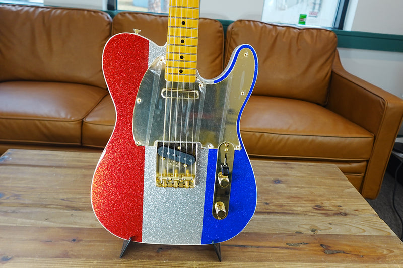 Fender Limited Edition Buck Owens Telecaster Maple Fingerboard in Red Silver and Blue Sparkle