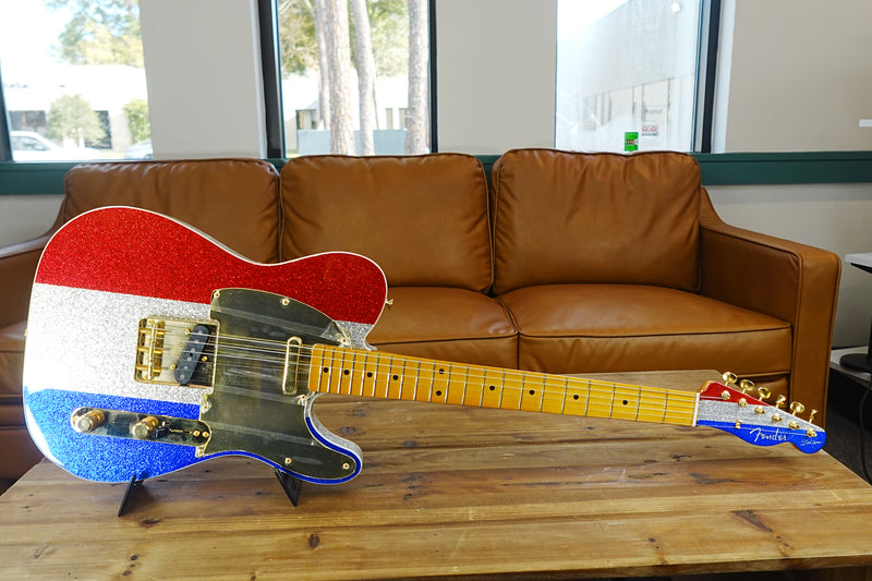 Fender Limited Edition Buck Owens Telecaster, Maple Fingerboard, Red, Silver and Blue Sparkle