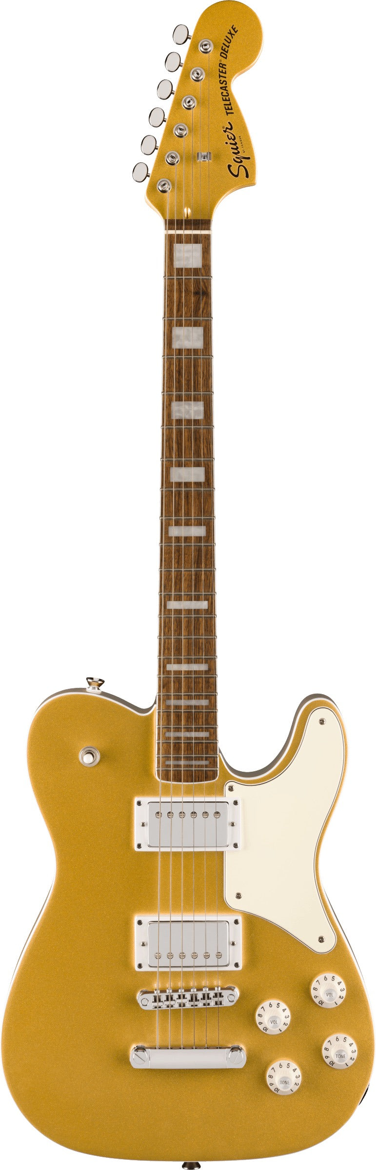 Squier Limited Edition Paranormal Troublemaker Telecaster Deluxe, Laurel Fingerboard, Parchment Pickguard, Aztec Gold