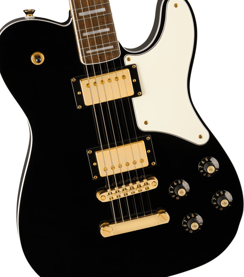 Squier Limited Edition Paranormal Troublemaker Telecaster Deluxe, Laurel Fingerboard, Parchment Pickguard, Gold Hardware, Black