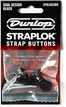 Dunlop Straplok Dual Design Strap Button Set - Black